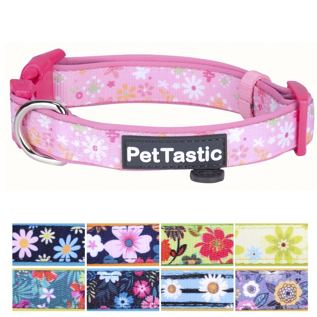Premium Adjustable Heavy Duty Dog Collar - Soft Durable Large Pet Collar with Floral Design for Puppies, Adults, Boys & Girls - Perfect for Outdoor Walks, Training & Daily Use - Includes Free ID Tag Ring