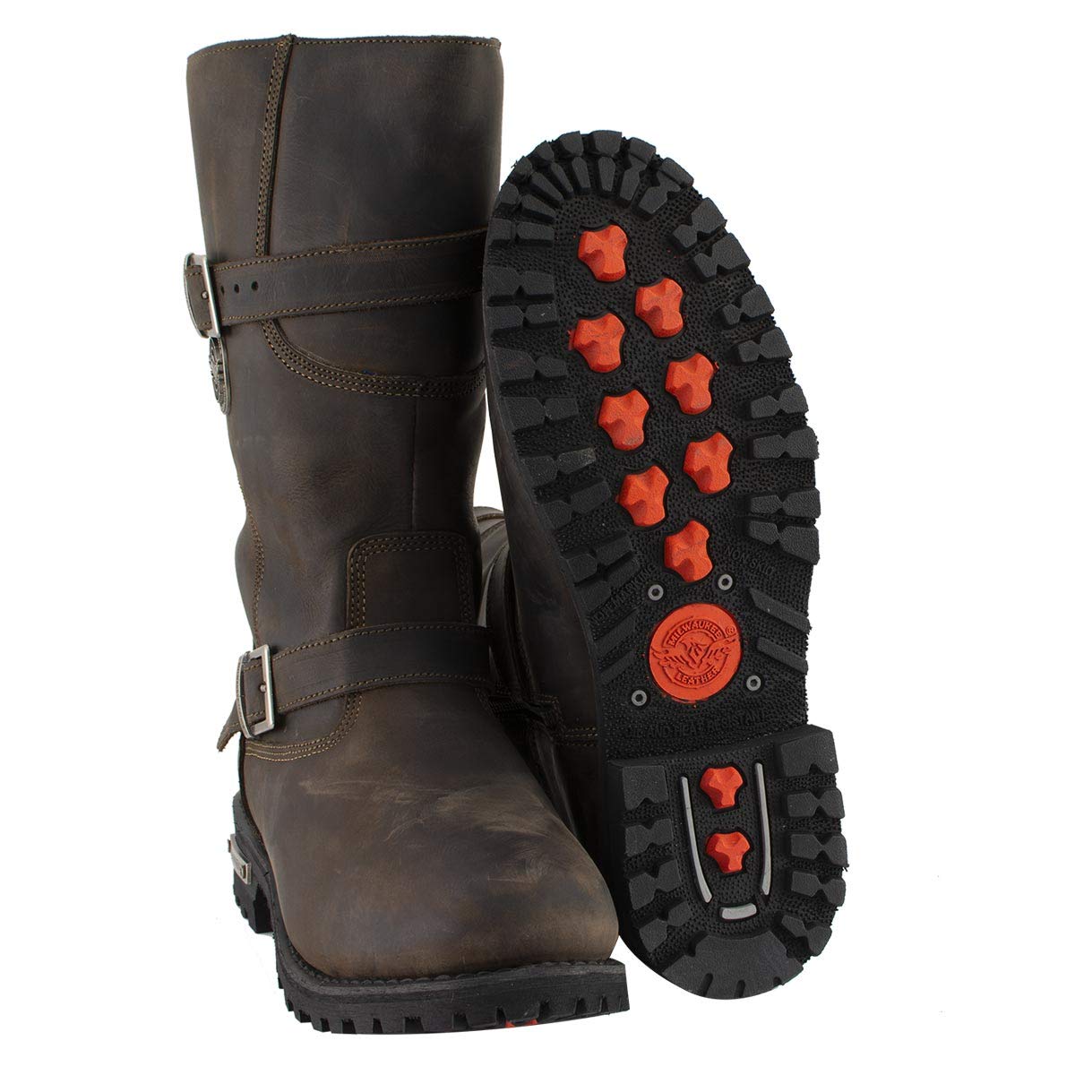 Milwaukee Leather Men's Classic Distressed Brown Leather Motorcycle Engineer Boots - Size 8.5 (MBM9063) | Durable Riding Boots for Bikers & Motorcycle Enthusiasts | Perfect for Long Rides & Cruising