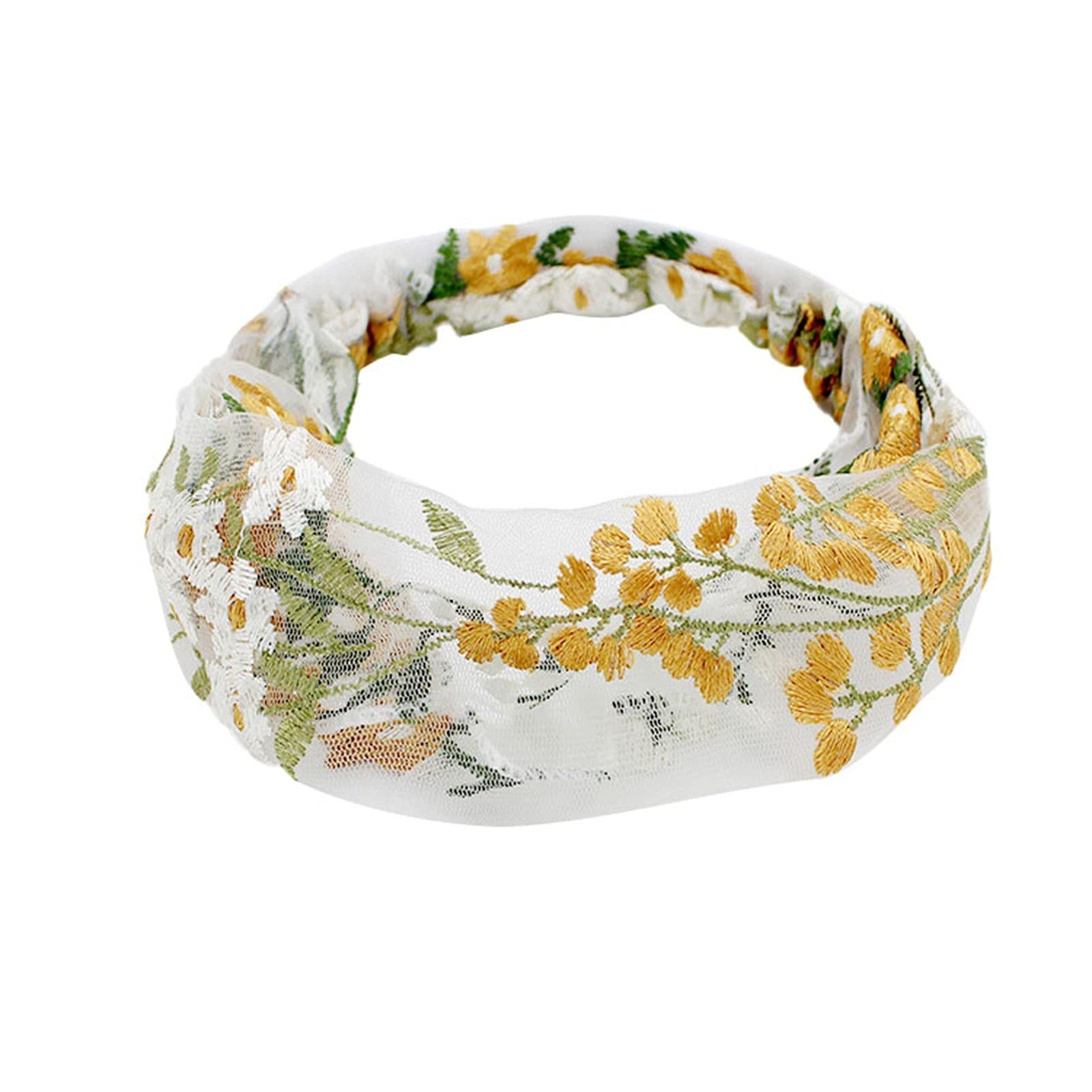 Lace Headband for Women - Stretchable Fashion Hair Band with Embroidery Design - Comfortable Hair Accessory for Daily Wear, Workouts, and Special Occasions