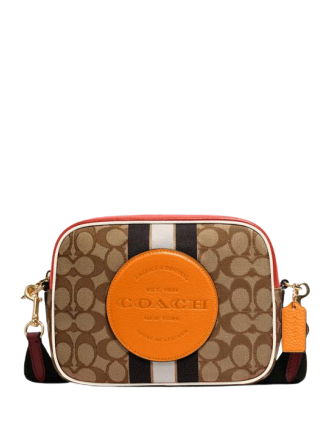 Coach Dempsey Camera Bag in Signature Jacquard with Stripe & Patch - Stylish Crossbody Purse for Women, Perfect for Work, Travel & Everyday Use