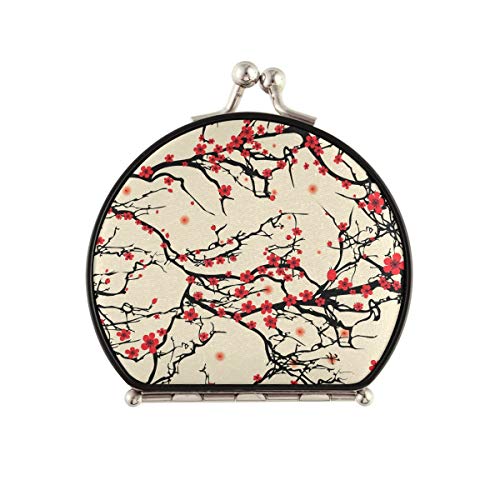 Japanese Cherry Blossom Travel Makeup Mirror - Double Sided 2x & 1x Magnification Compact Mirror for Women, Teens & Gifts | Perfect for Travel, Home Vanity & On-the-Go Touch Ups