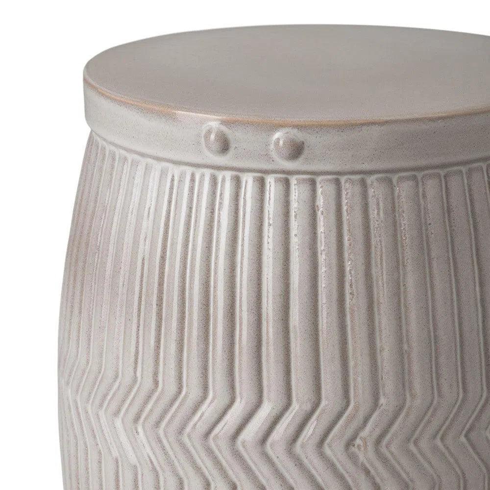 18 Inch Gray Ceramic Garden Stool - Outdoor Patio Decor, Plant Stand, Side Table for Porch, Deck & Backyard