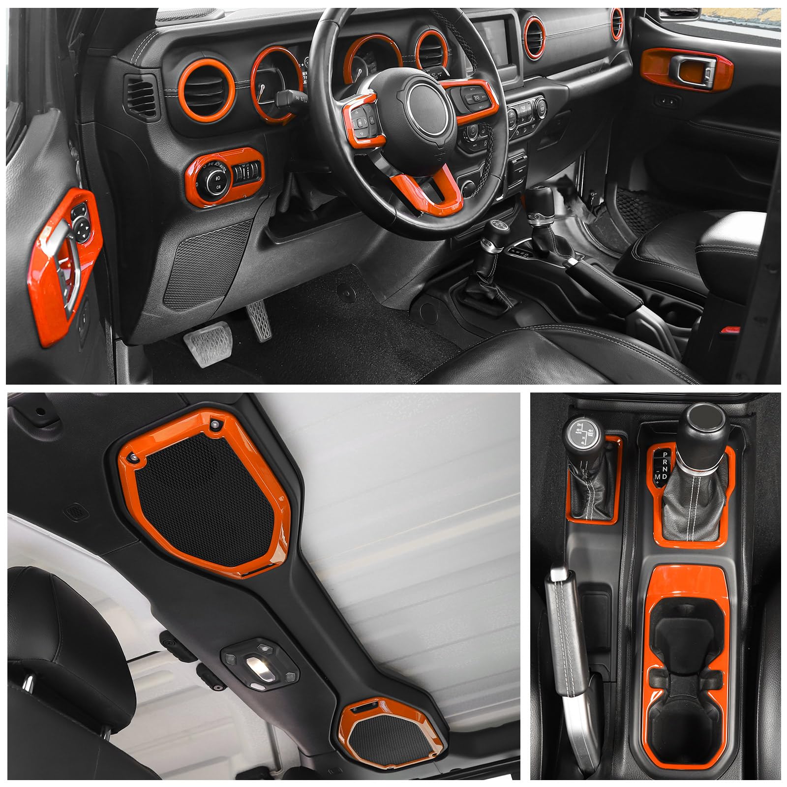 Jeep Wrangler JL/JLU (2018-2023) & Gladiator JT (2020-2023) Orange Interior Trim Kit - 23pcs RT-TCZ Accessories for Dash & Door Panels | Off-Road Style Upgrade for Jeep Enthusiasts