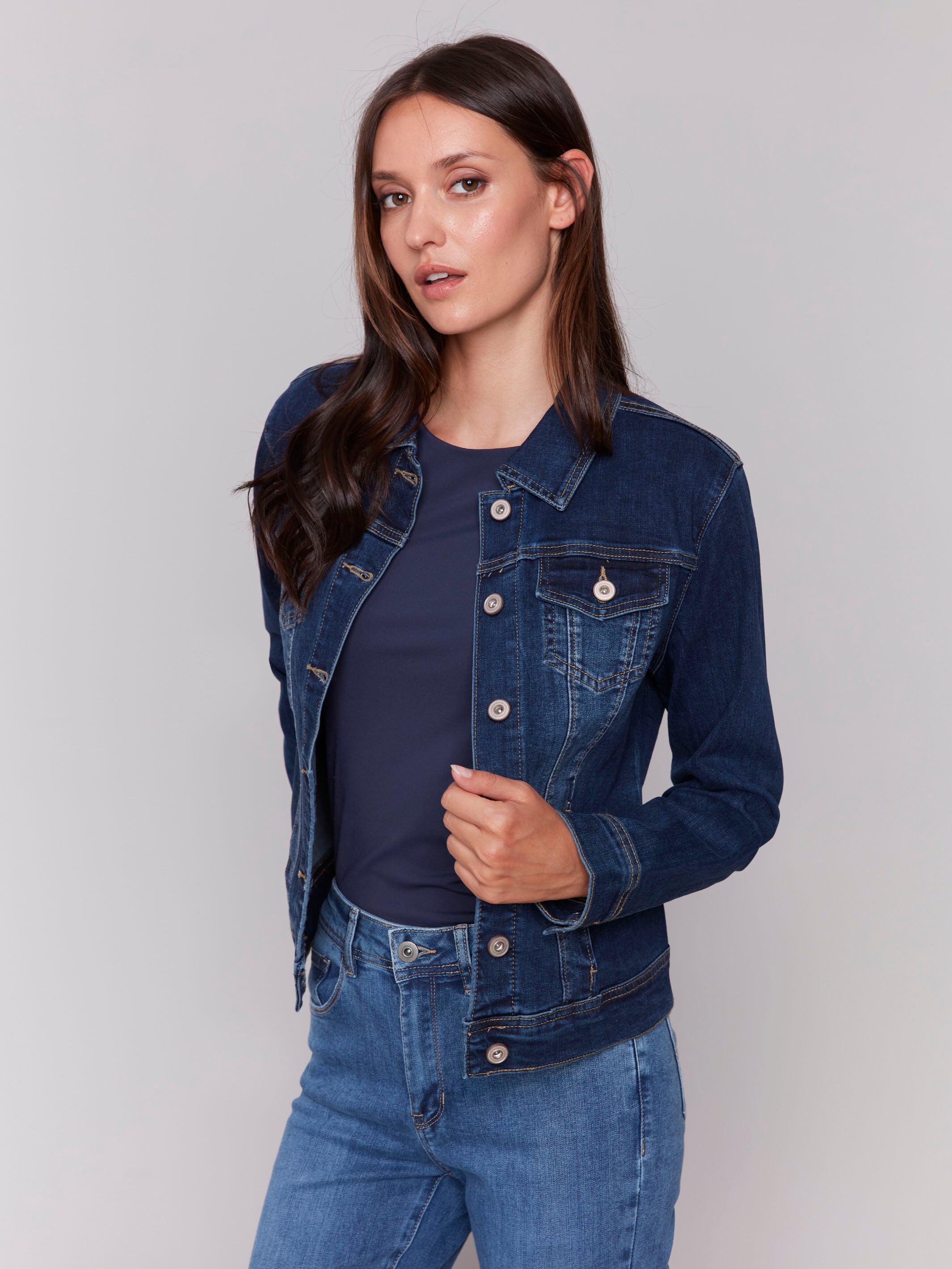 Stretch Denim Jacket for Women - Comfortable Indigo Blue Denim Coat | Perfect for Casual Outfits, Streetwear & Layering