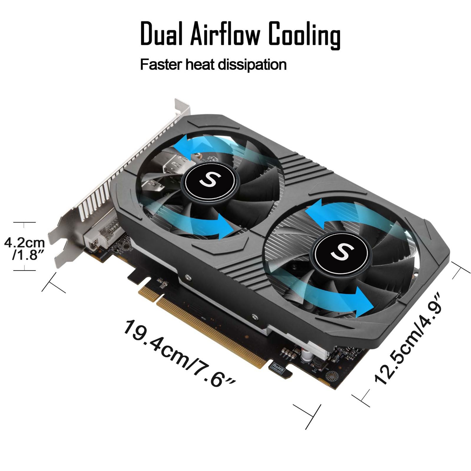 SAPLOS GTX 1050 Ti 4GB GDDR5 128-bit Gaming Graphics Card - PCI Express x16, DirectX 12, DisplayPort HDMI DVI - High Performance PC Video Card for Gaming, Streaming & Graphic Design