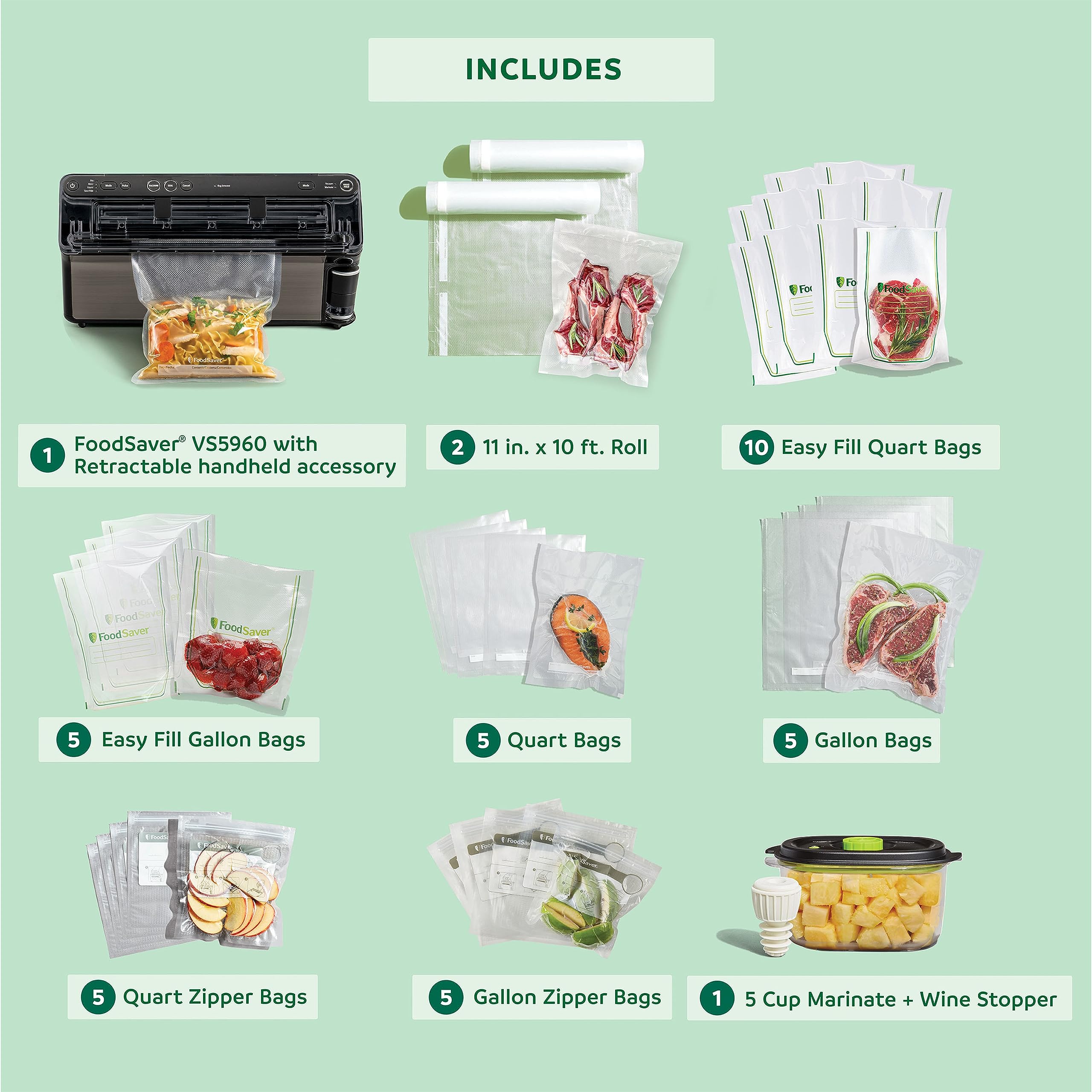 FoodSaver® Elite All-in-One Liquid+™ Vacuum Sealer Machine with Bags, Rolls & Accessories - Dark Stainless Steel | Perfect for Meal Prep, Sous Vide & Food Storage