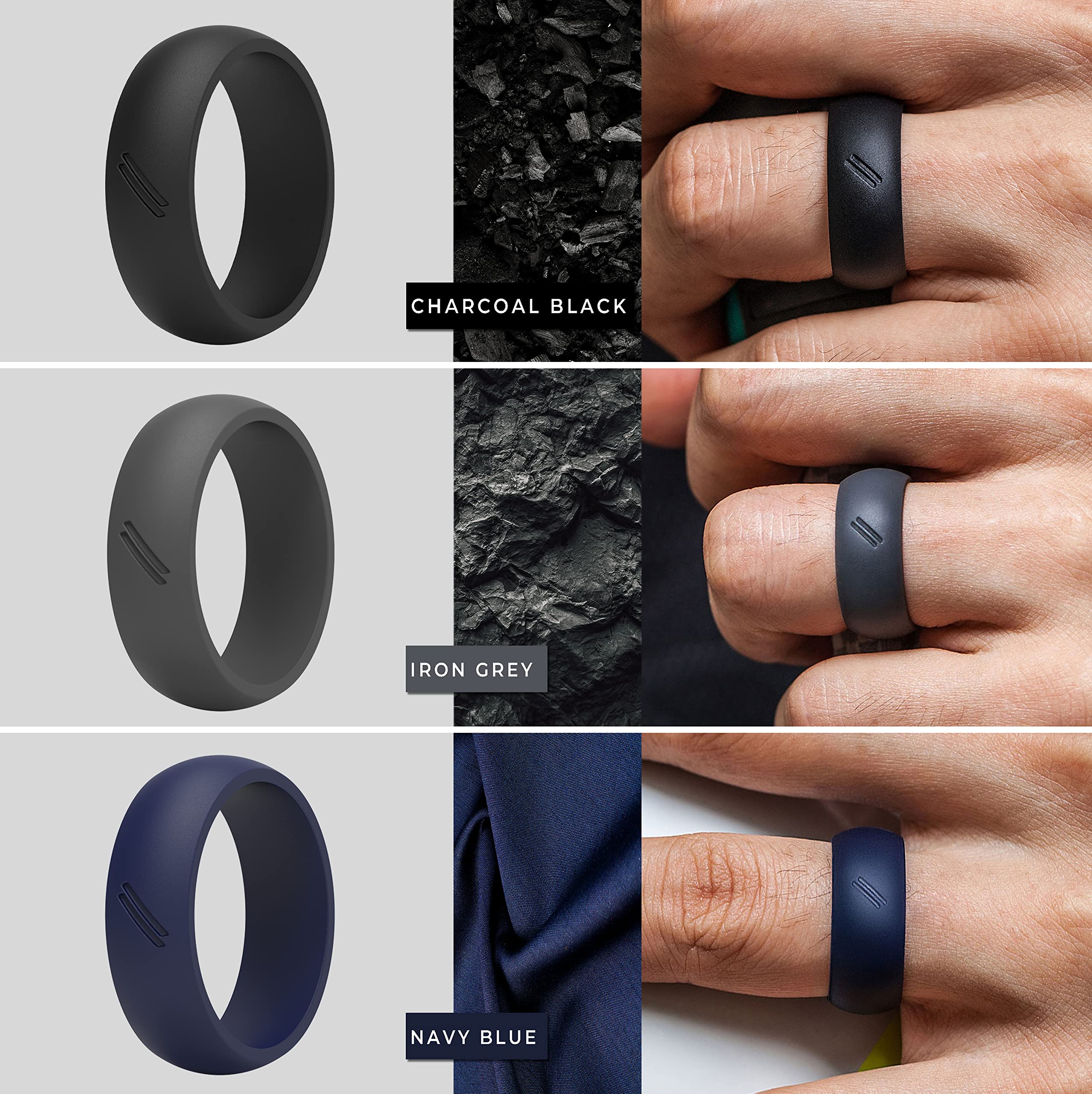 ThunderFit 16-Pack Silicone Wedding Rings for Men - 8.7mm Wide 2.5mm Thick Durable Rubber Bands - Perfect for Gym, Swimming, Sports & Outdoor Activities