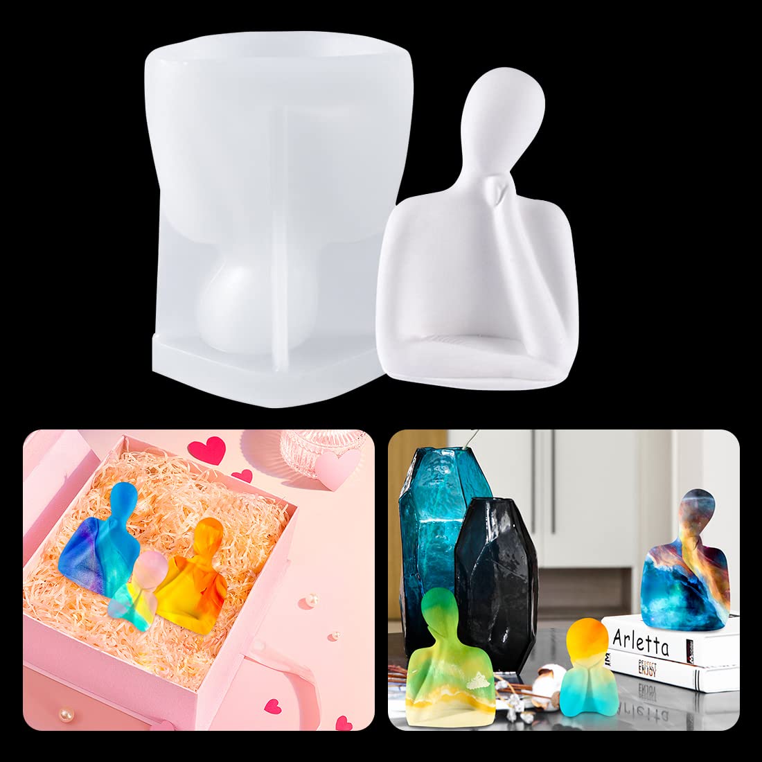 Voyyphixa 3D Body Silicone Mold Set - Male & Female Portrait Candle Molds for DIY Resin Sculptures, Aromatherapy Candles, Soap Making & Clay Crafts - Perfect for Home Decor, Wedding Favors & Spa Gifts (Candle B)
