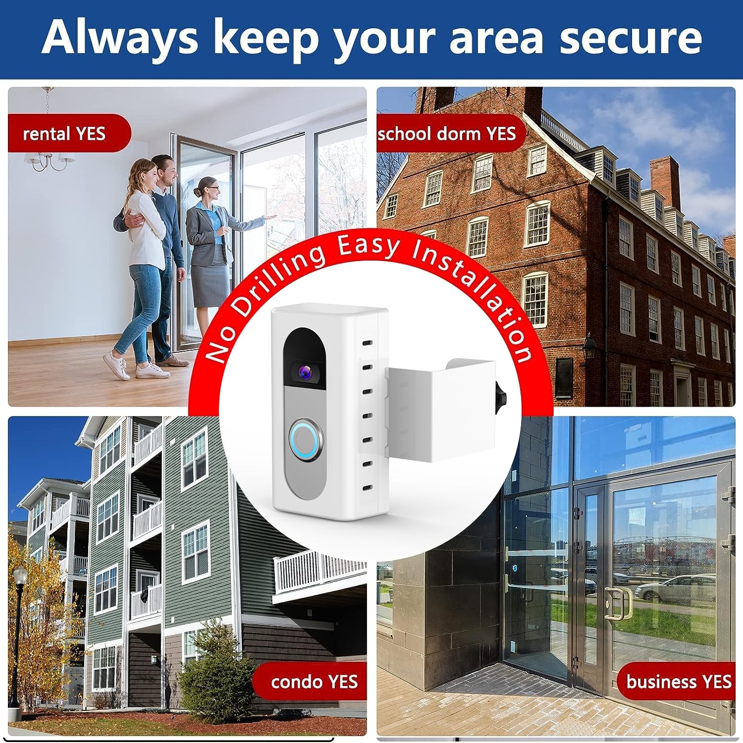 KIMILAR Anti-Theft Video Doorbell Mount - Adjustable Security Bracket for Wireless Doorbells - Compatible with Ring, Nest & Most Brands - Perfect for Homes, Apartments & Business Security (Outdoor/Indoor Use)