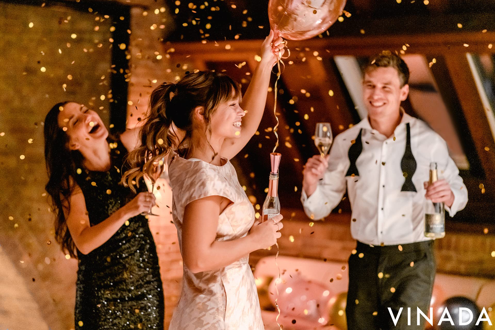 VINADA Alcohol-Free Sparkling Wine Variety Pack - Crispy Chardonnay, Gold & Rosé - 24 Mini 200ml Glass Bottles - Perfect for Parties, Gifts & Sober Celebrations