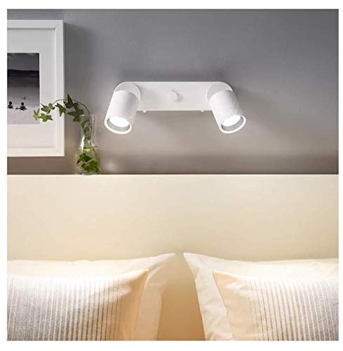 IKEA Nymane Spotlight Wall Light Fixture - Modern Cord-Connected Wall Lamp with Included Bulbs for Living Room, Bedroom, or Office Lighting