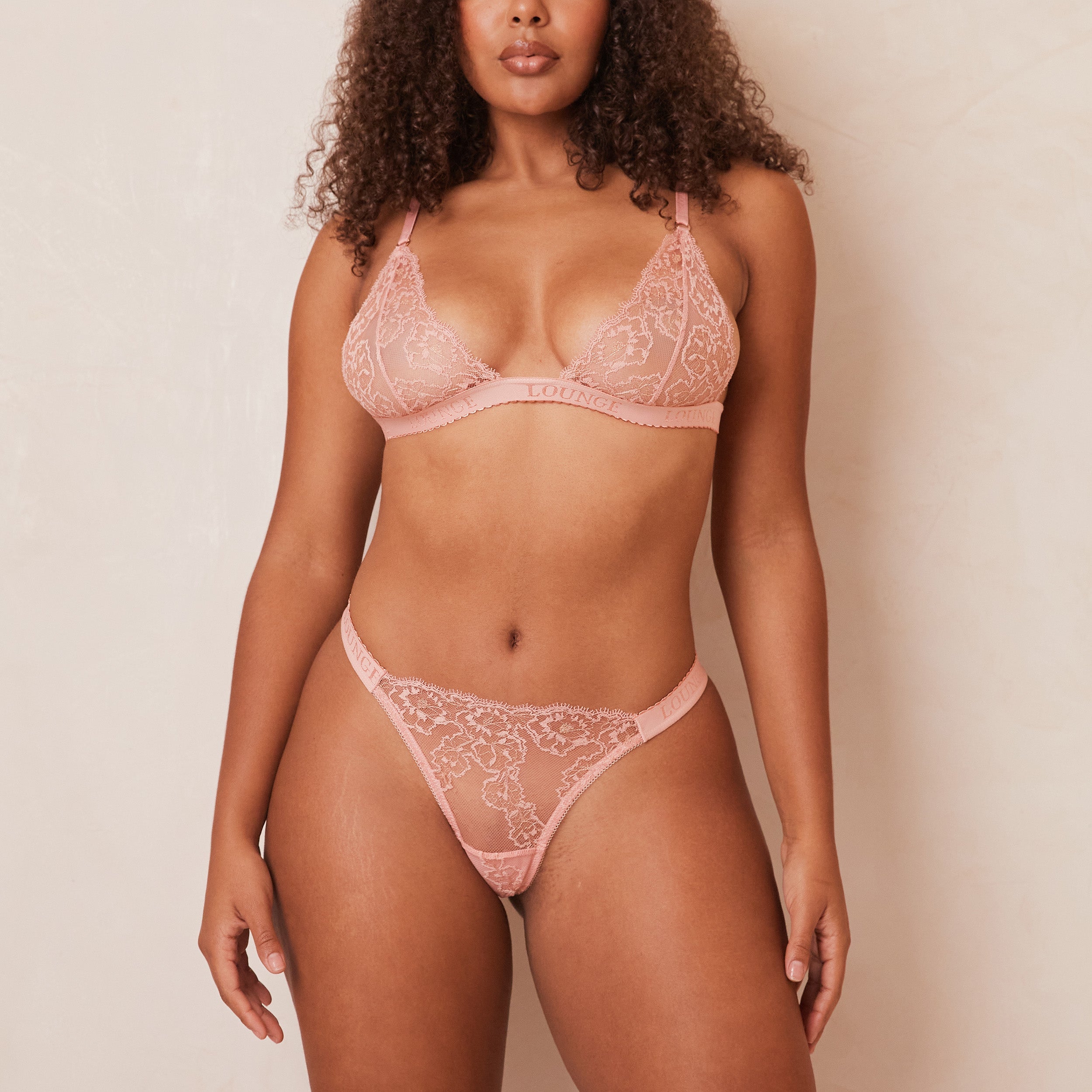 Embroidered Triangle Bra - Soft Pink Lace Bralette for Women | Comfortable & Sexy Underwear for Daily Wear, Lounge, and Sleep