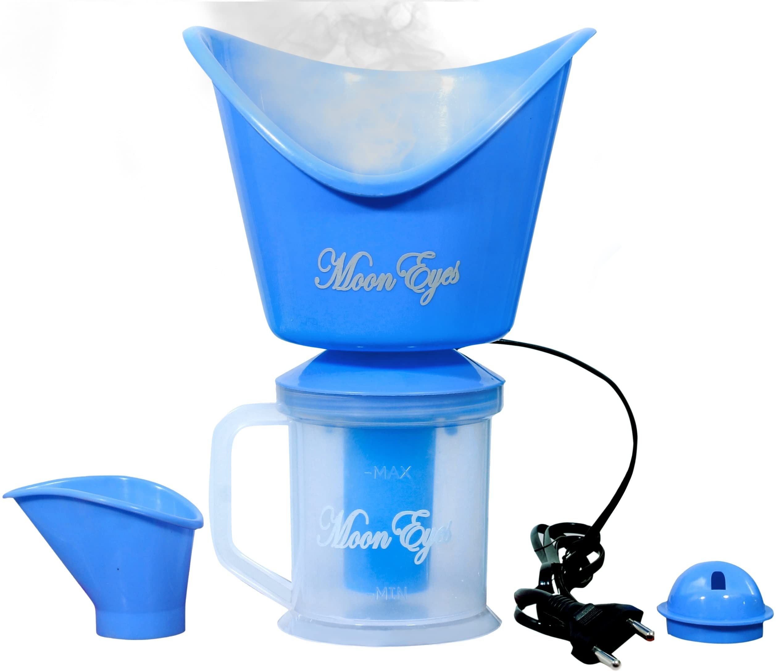 MoonEyes Multifunctional Steamer - Facial, Fabric, Garment & Hair Steamer with Sauna Mode | Portable Steam Vaporizer for Cold & Cough Relief | Perfect for Home Spa, Salon & Travel (Blue)