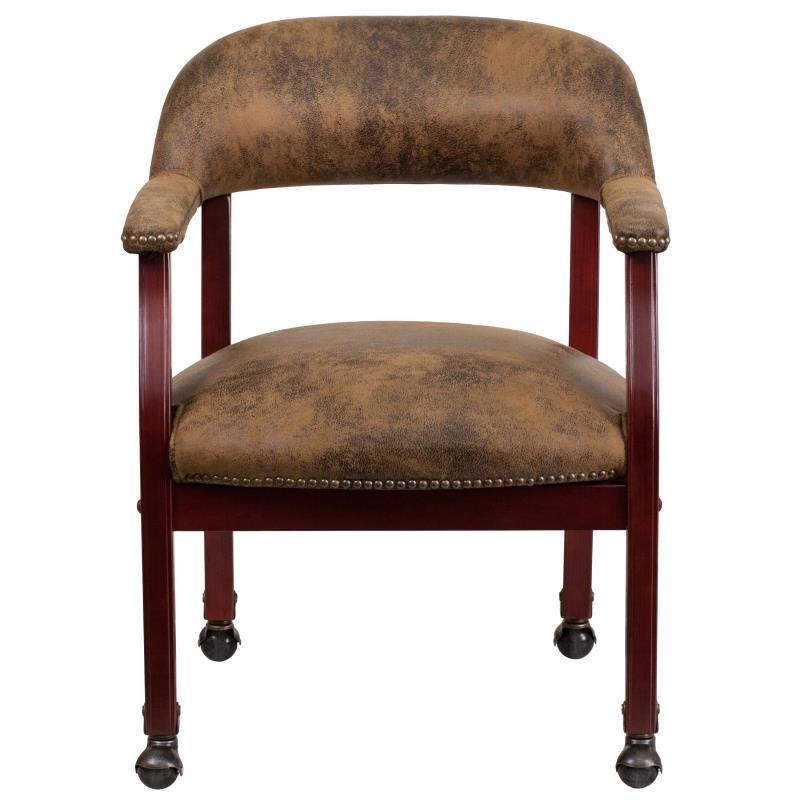 Premium Brown Bomber Jacket - Luxurious Conference Chair with Accent Nail Trim & Smooth Casters (B Z100 Fabric) - Perfect for Office Meetings, Home Office & Executive Workspaces