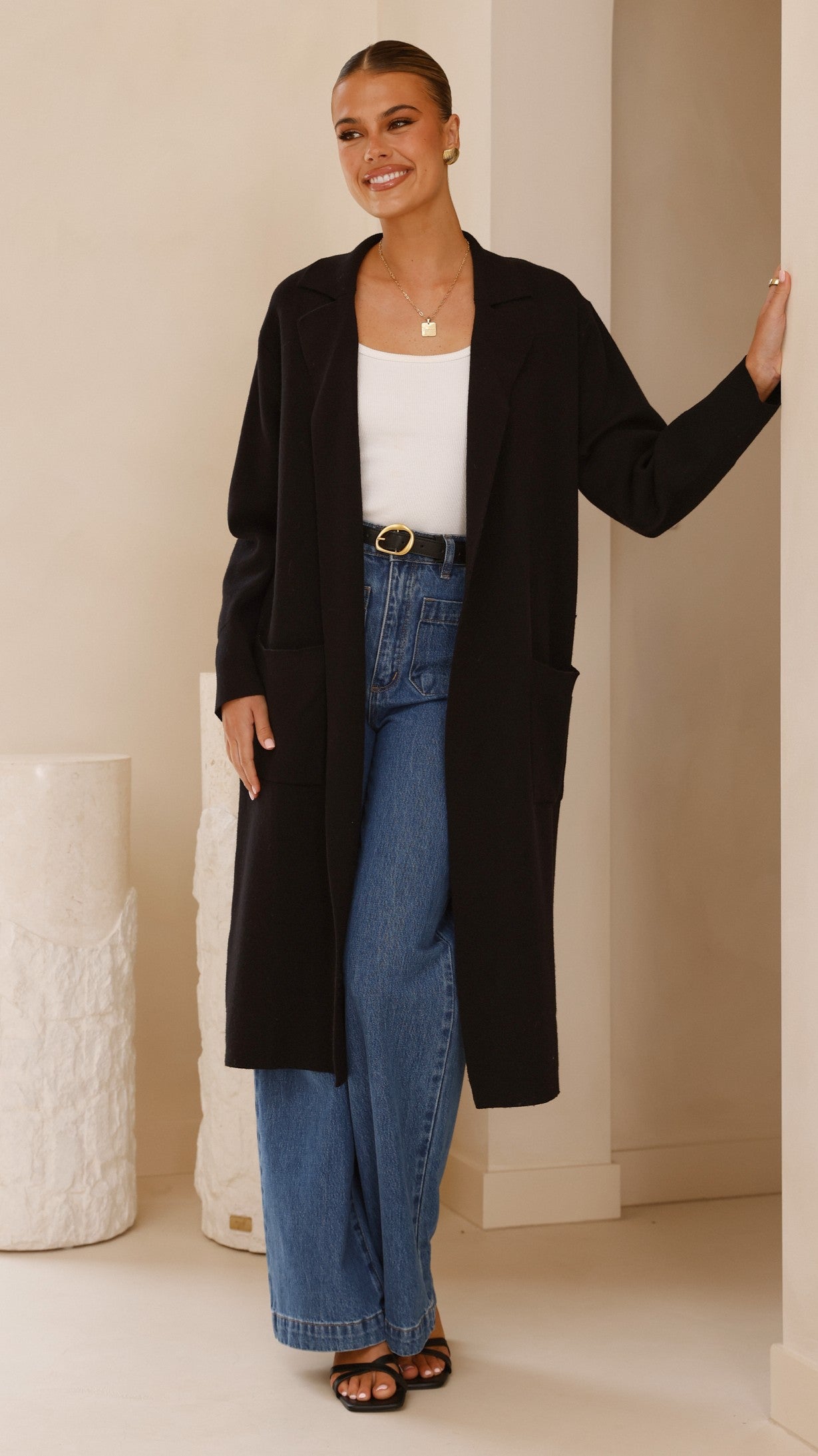 Kira Coatigan Black - Stylish Women's Cardigan Sweater for Fall & Winter | Perfect for Office, Casual Outfits & Layering