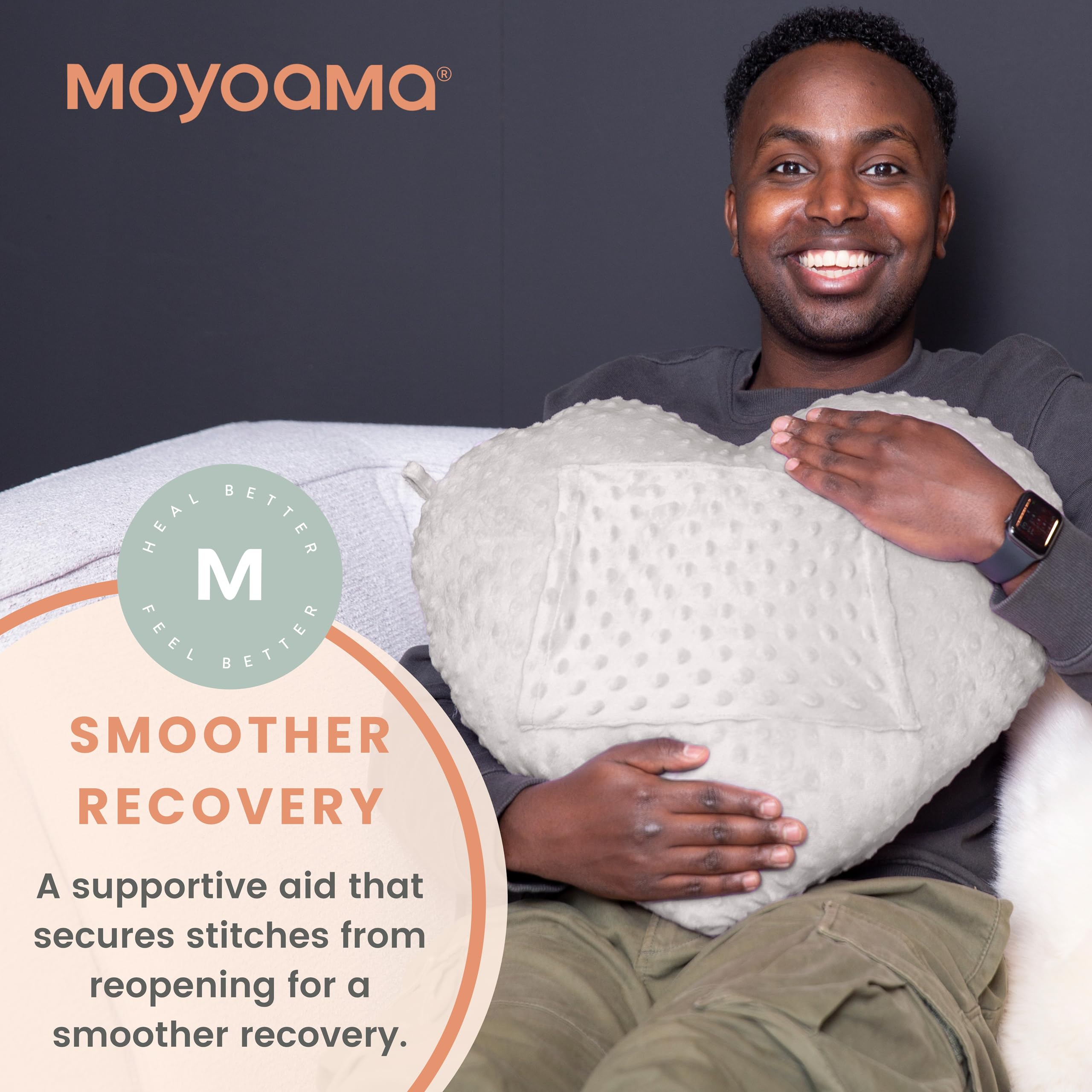 MOYOAMA Open Heart Surgery Recovery Pillow - Post-Surgery Chest Support Pillow for Cardiac Patients, Comfort Gifts for Heart Bypass & Valve Replacement Recovery - Perfect for Coughing, Sneezing & Car Ride Protection