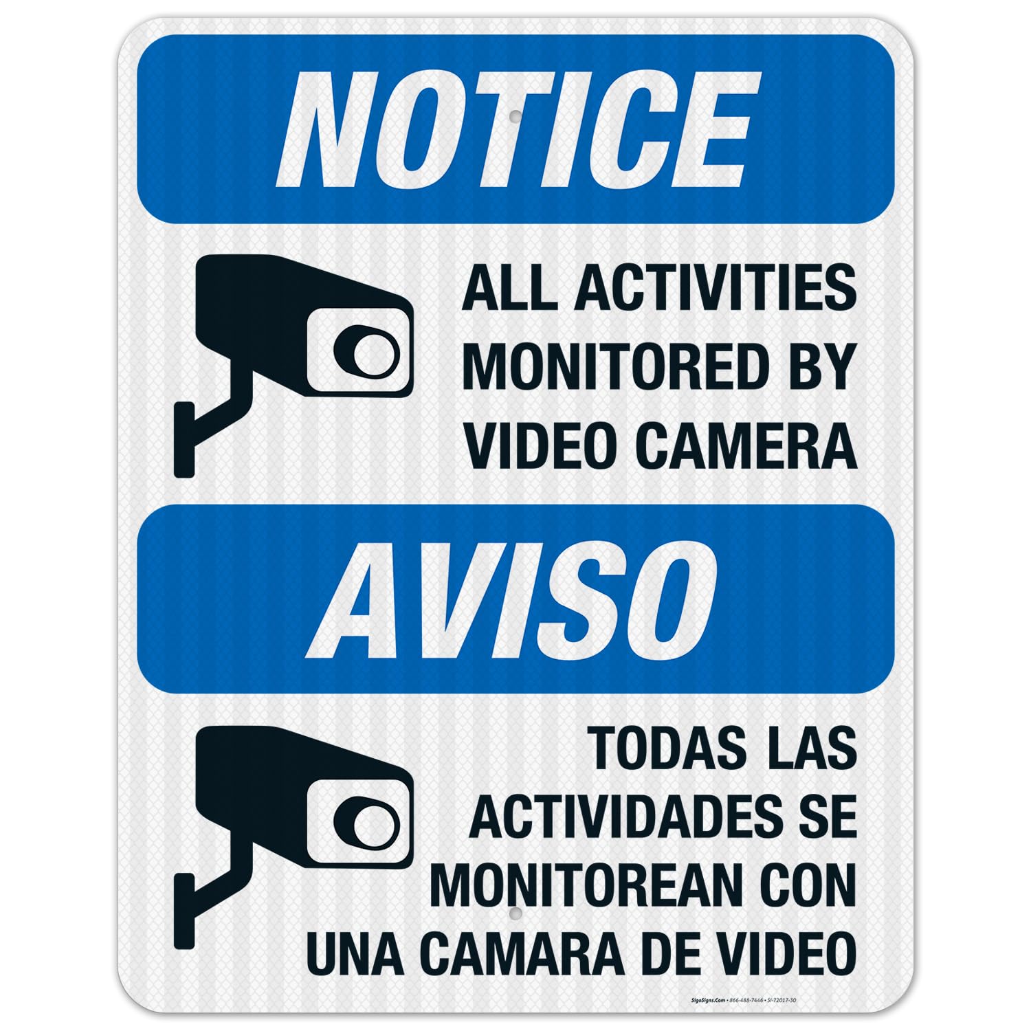 Security Camera Sign - Bilingual Video Surveillance Warning Sign 24x30 Inches | 3M EGP Reflective .080 Aluminum | Fade Resistant for Indoor & Outdoor Use | Made in USA | Ideal for Home Security, Business Protection & Property Monitoring