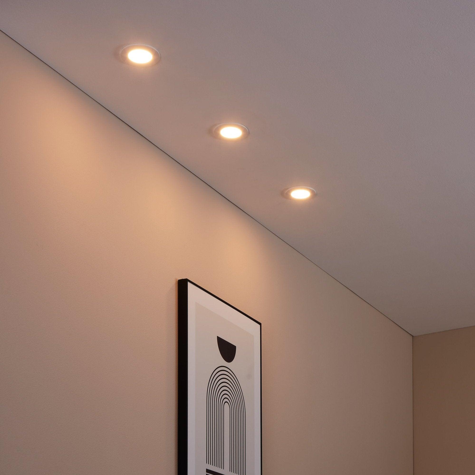 Eglo Fueva Z Set of 3 White Smart LED Recessed Ceiling Lights - Dimmable, WiFi & Alexa Compatible for Home, Kitchen, Bedroom Lighting (3000K Warm White)