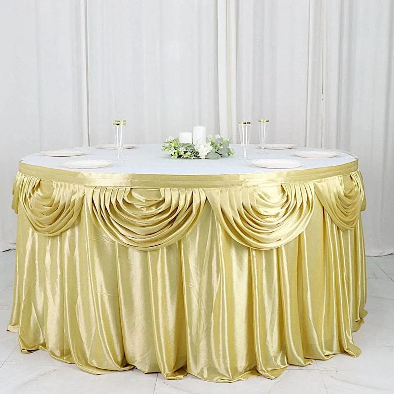 Elegant Satin Table Skirt - Classic Drape Tablecloth for Wedding, Banquet & Party Decor - Perfect for Formal Events & Home Decorations
