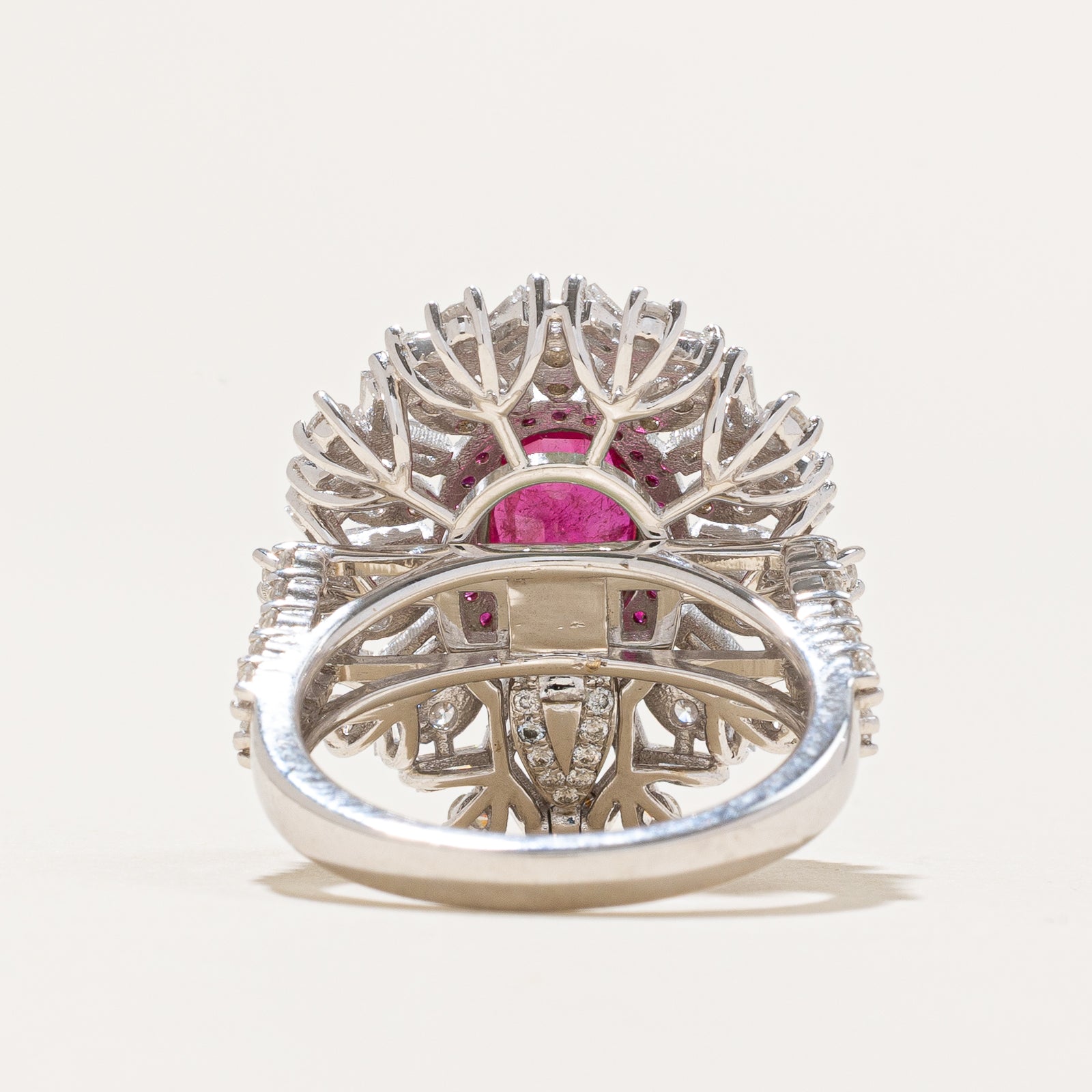 Natural GRS Certified Unheated Ruby and Diamond Cocktail Ring & Pendant Set - 2.16ct Ruby & 1.55ctw Diamonds - Size 6.5 - Elegant Jewelry for Evening Parties, Weddings & Special Occasions