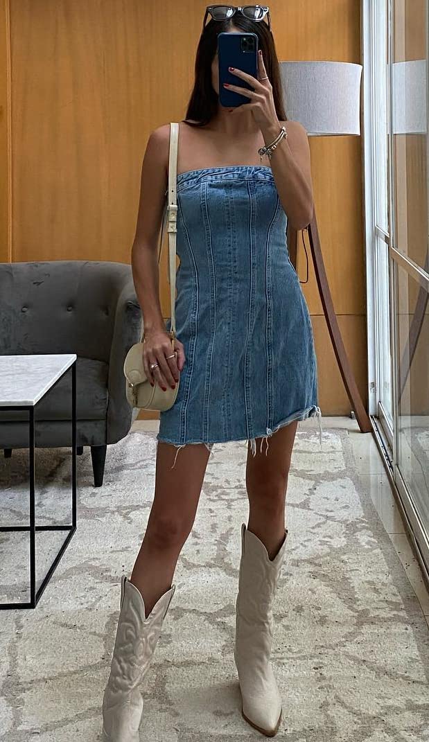 YELLOOP Y2K Mini Denim Tube Dress for Women - Trendy Club & Going Out Outfits | Perfect for Parties, Nightlife & Casual Wear