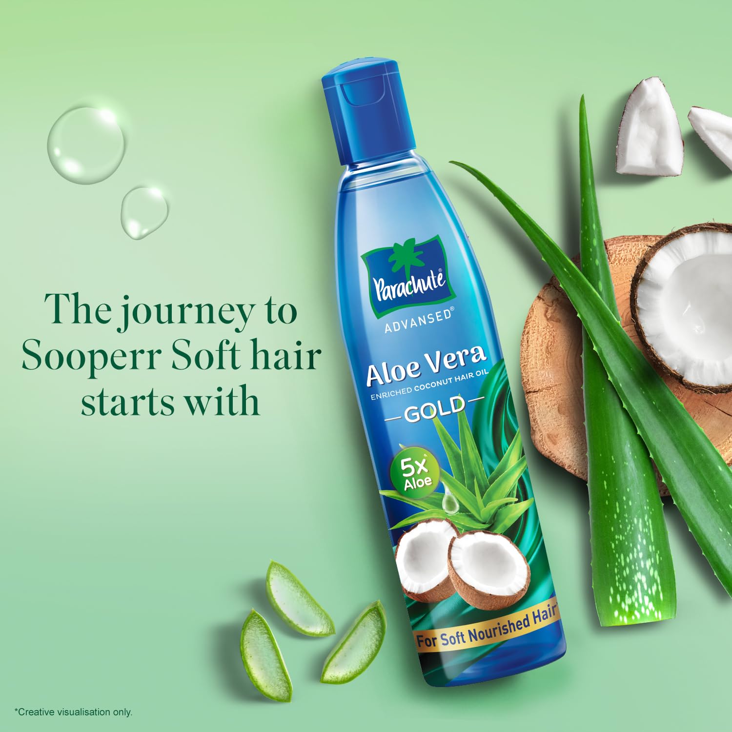 Parachute Advanced Aloe Vera Enriched Coconut Hair Oil with 5X Aloe Vera Extract | 400ml Deep Conditioning Treatment for Super Soft, Shiny Hair | Perfect for Dry, Damaged Hair Care & Scalp Nourishment | Great for Daily Use, Hair Massage & Styling