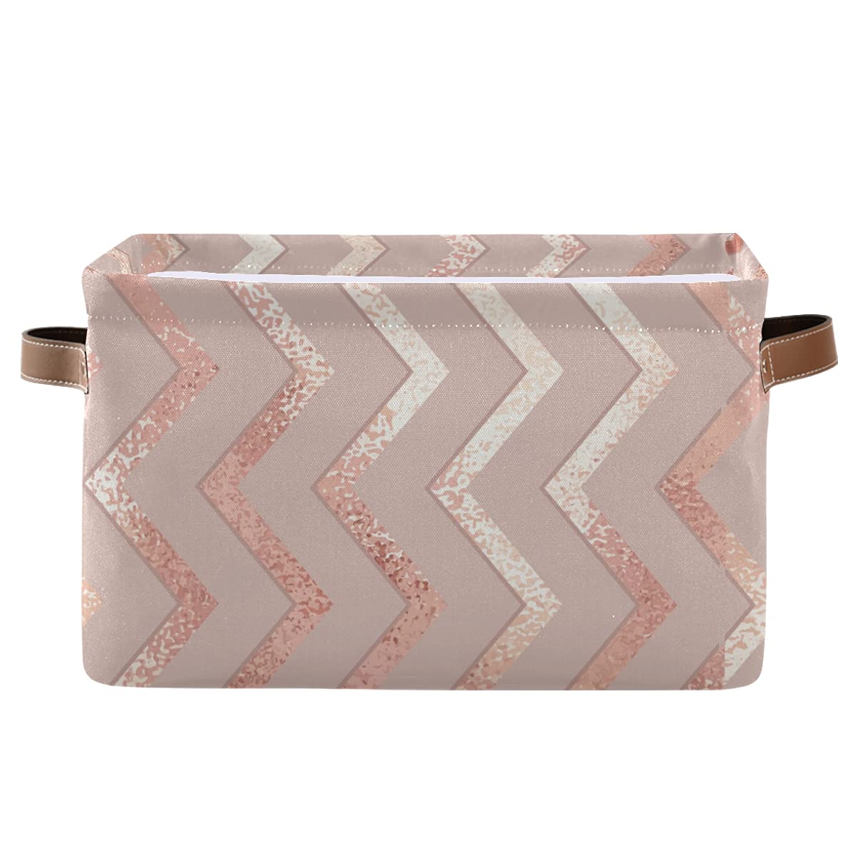 TSENQUE Cube Storage Bins - Rose Gold Stripes Foldable Canvas Storage Baskets for Toys, Clothes & Pantry Organization | Perfect for Kids' Room, Closet & Home Decor