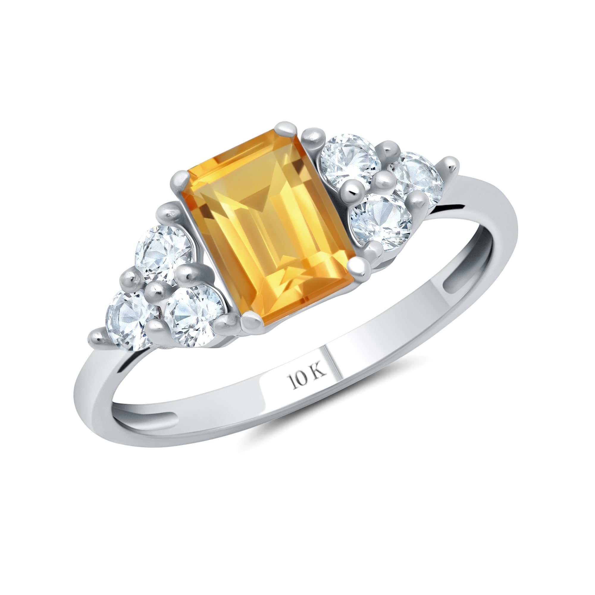 10K Gold Emerald Cut Birthstone Rings for Women - Genuine Gemstone Anniversary & Cocktail Rings | Anti-Tarnish Jewelry Gift Set with Box (Size 5-9) | Perfect for Weddings, Parties & Special Occasions