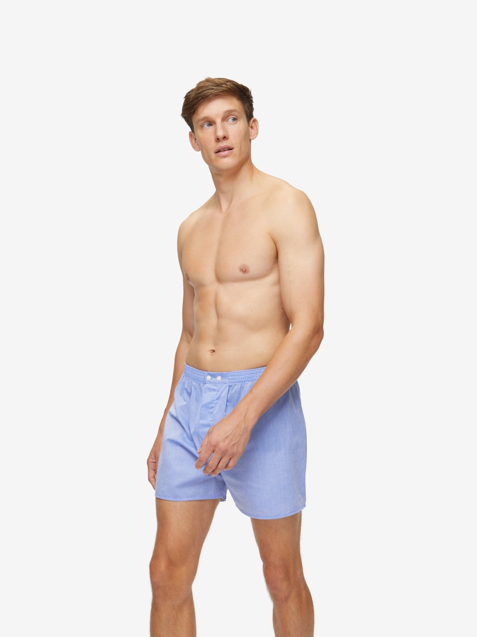 DEREK ROSE Amalfi Cotton Batiste Men's Classic Fit Boxers - Soft Breathable Underwear for Everyday Comfort | Perfect for Work, Travel & Lounge Wear (Blue)