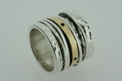 Stylish Brass & Silver Multi-Spinner Ring for Men & Women - Trendy Stackable Jewelry for Everyday Wear, Stress Relief & Fidgeting