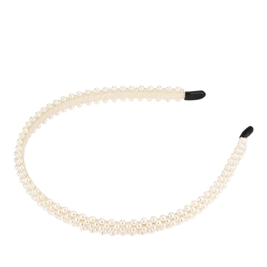 KFJBX Retro Sweet Pearl Hair Hoop Headband - Vintage Hair Accessories for Women, Broken Hair Clip for Boho & Wedding Hairstyles