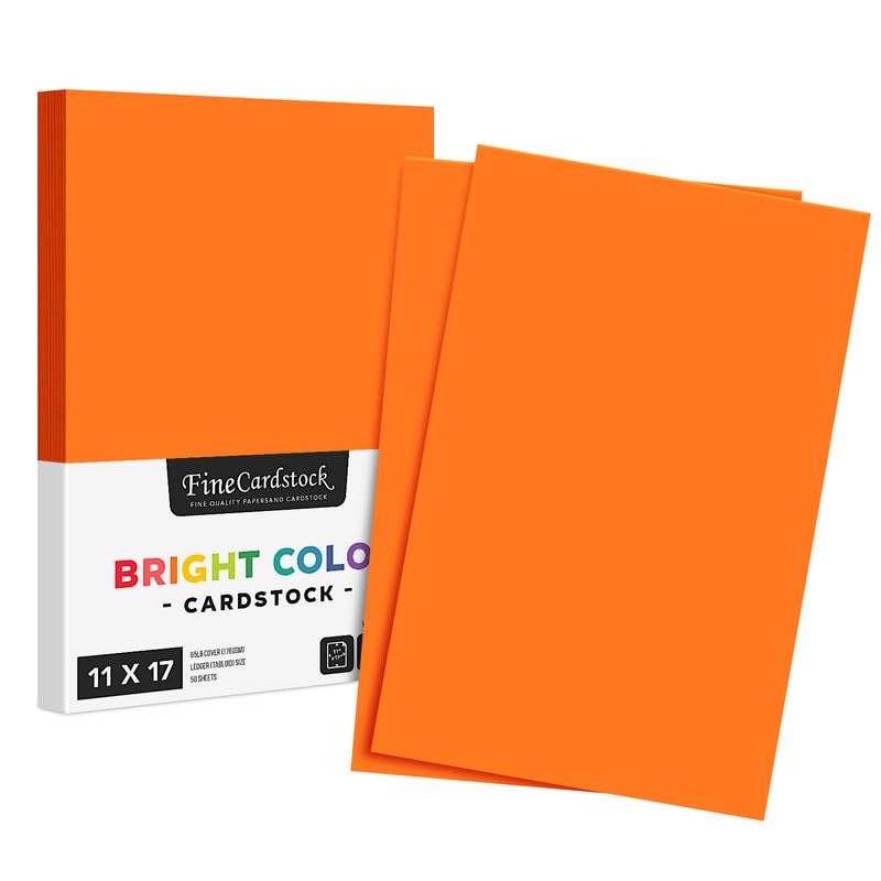 Premium Orange Card Stock Paper - 65lb Thick, Acid & Lignin Free, 11