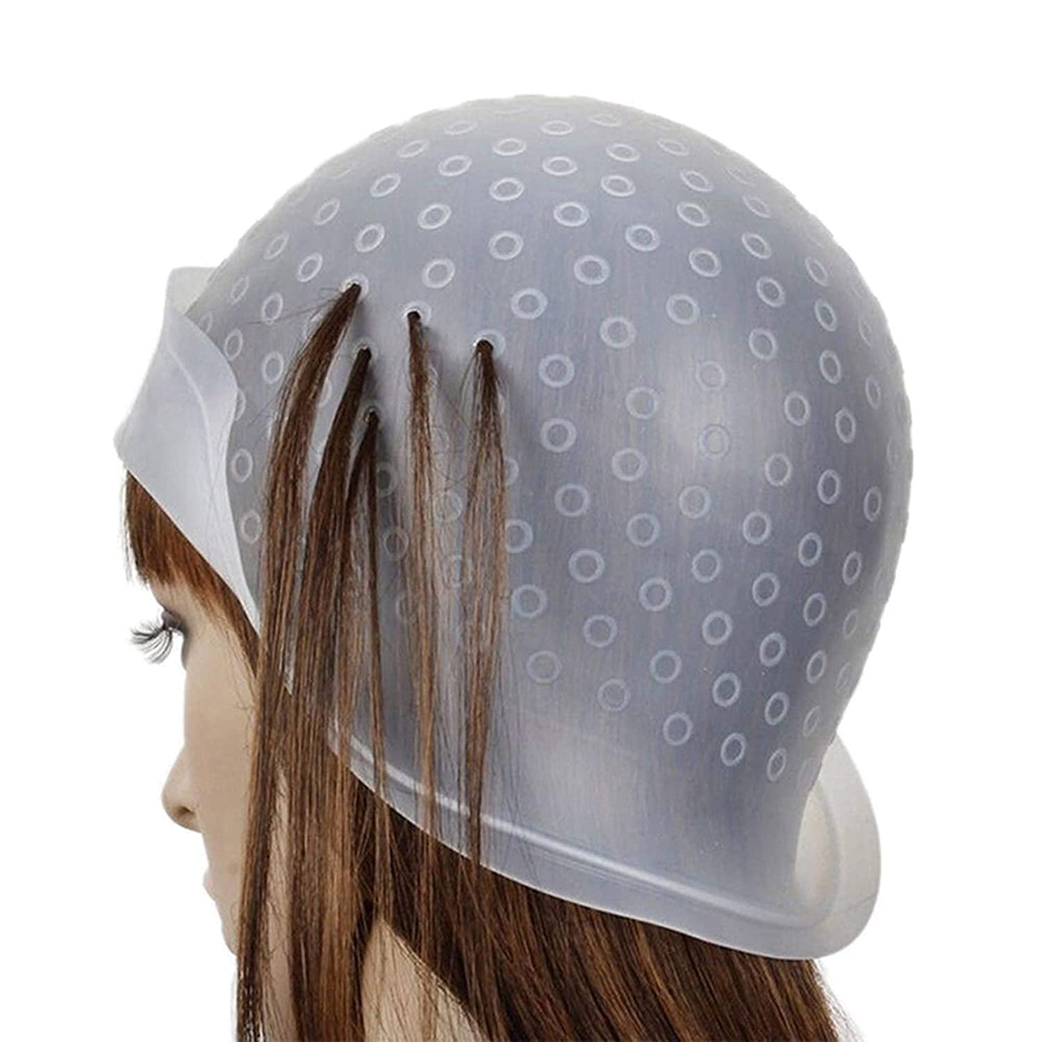 TWIREY Silicone Highlighting Hair Cap - Reusable Salon Hair Coloring Dye Cap with Hook Brush for Professional Hair Dyeing | Perfect for At-Home Highlights, Balayage & Salon Styling