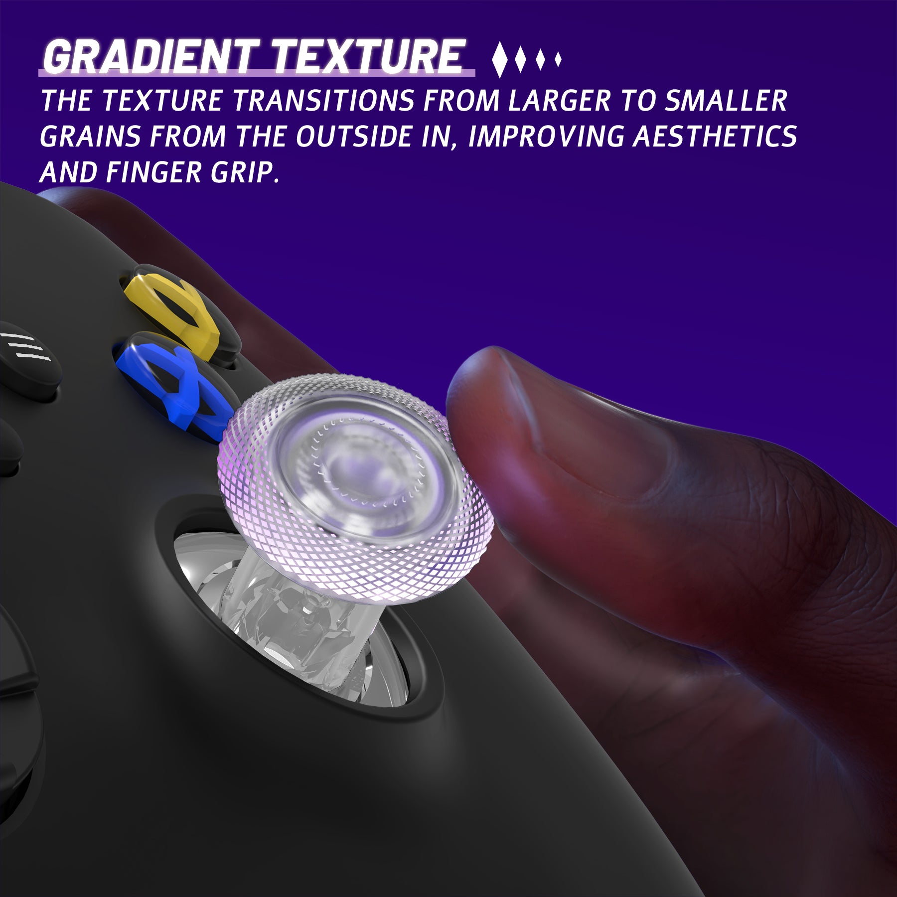 eXtremeRate ThumbsGear V3 Interchangeable Thumbsticks for Xbox Core Controller - 4 Height Adjustable Convex & Concave Grip Joysticks Compatible with Xbox One S/X/Elite & Nintendo Switch Pro Controller (Clear, VRVX3M003) - Perfect for Gaming, FPS, Racing & VR Gaming