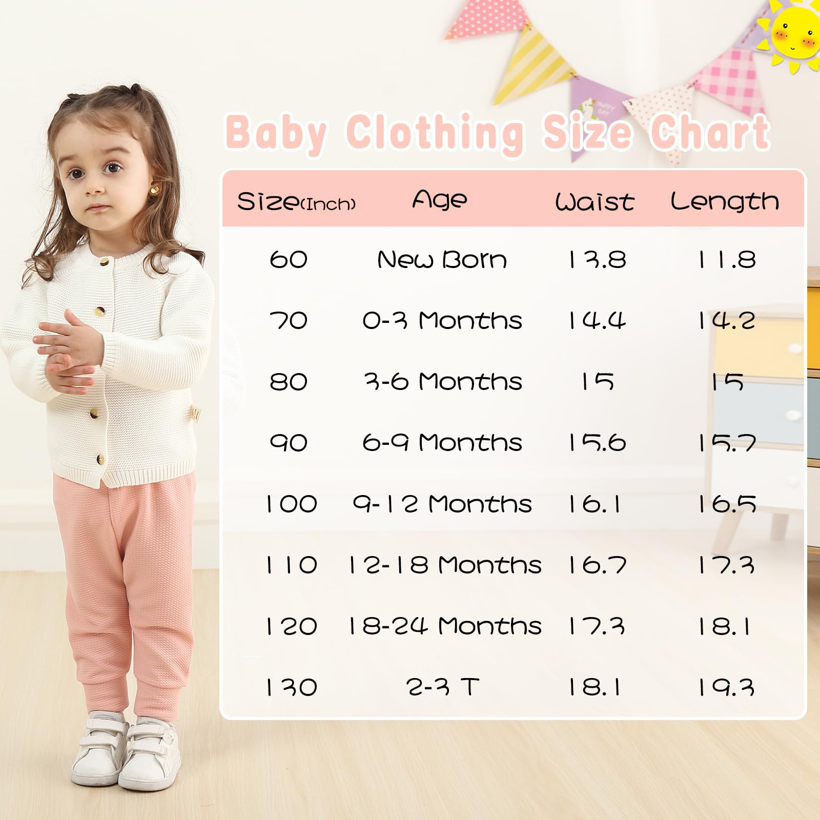 Newborn Baby Girl Pants Leggings - Ribbed Straight Flare Bell Bottoms (5-Pack) | Soft Cotton Infant Toddler Leggings for Playtime, Daycare & Photo Shoots