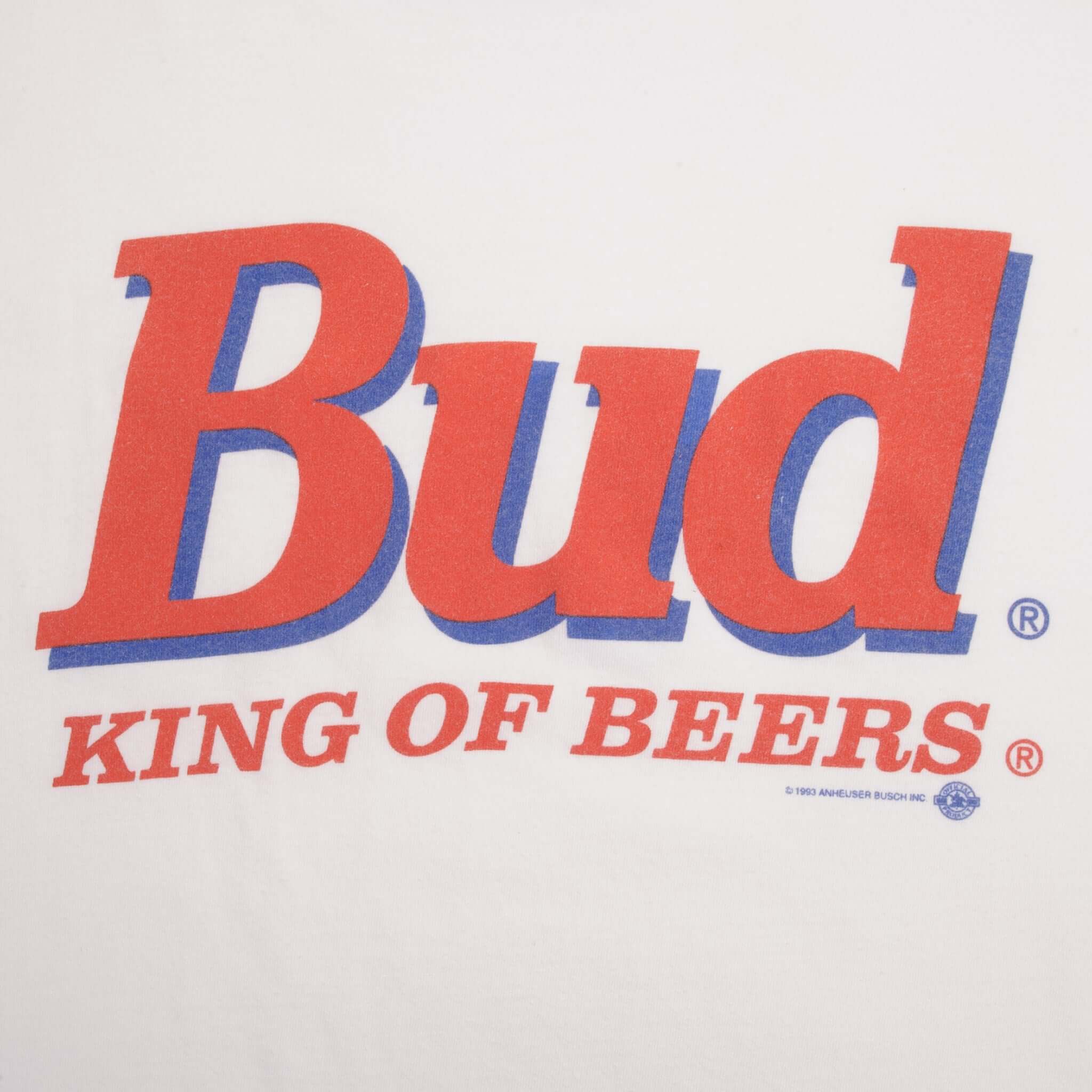 Vintage 1993 Budweiser King of Beers T-Shirt XL - Retro Beer Lover Gift for Men, Perfect for Parties, Concerts & Casual Wear