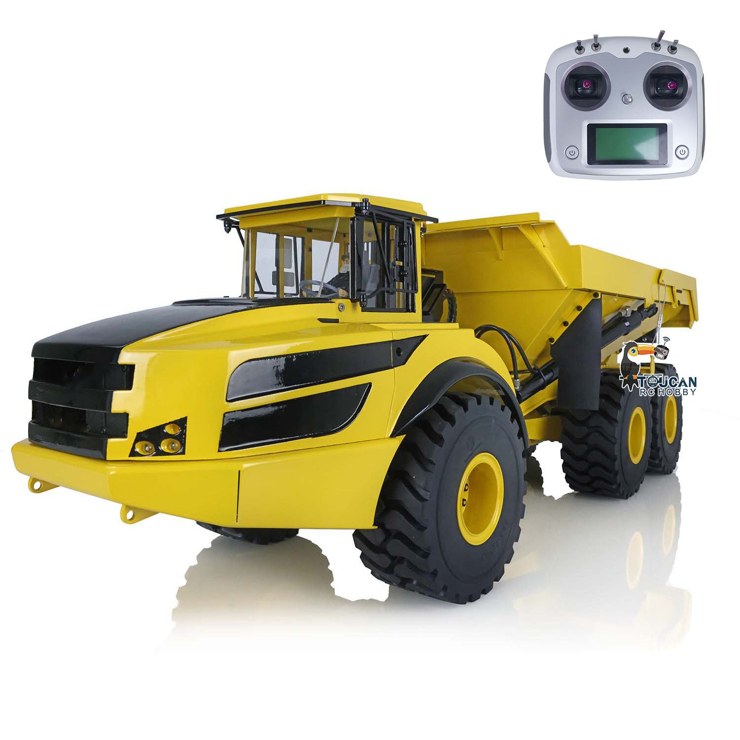 1/14 Scale A40G 6x6 Remote Control Articulated Dump Truck - Metal Hydraulic Lifting RC Construction Vehicle Toy with Servo Motor & Transmitter - Perfect for Construction Site Play, Collecting, and RC Hobby Enthusiasts