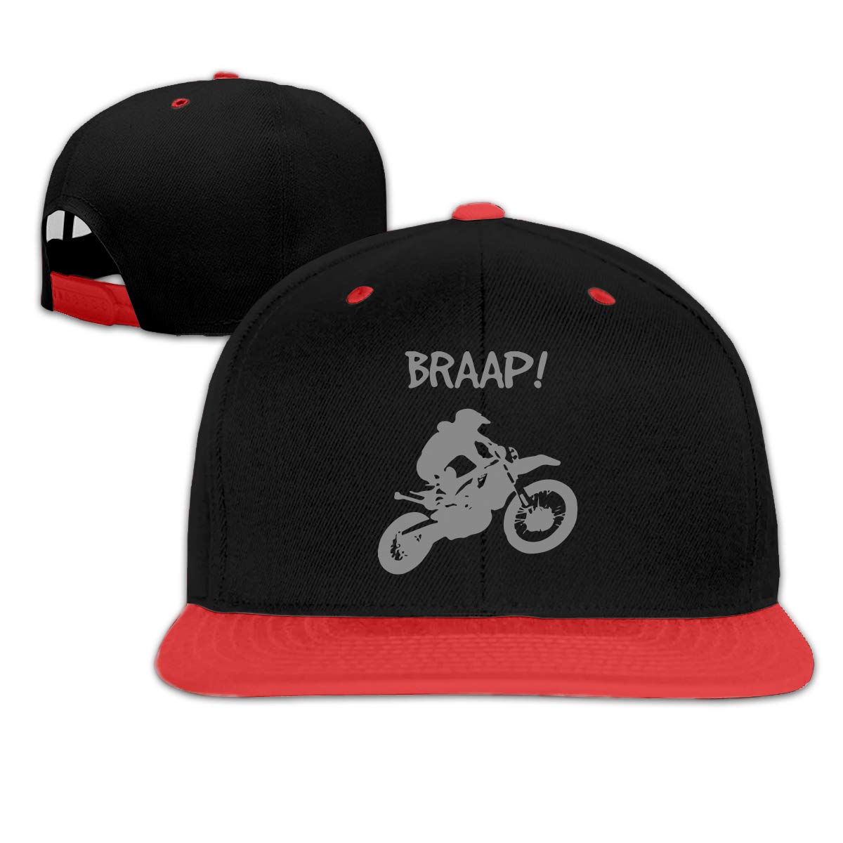 HAUGNCAP03 Dirt Bike Motocross Baseball Cap - Adjustable Snapback Hat for Boys & Girls, Hip Hop Style Flat Bill Hat - Perfect for Motocross Racing, Skateboarding & Streetwear Fashion