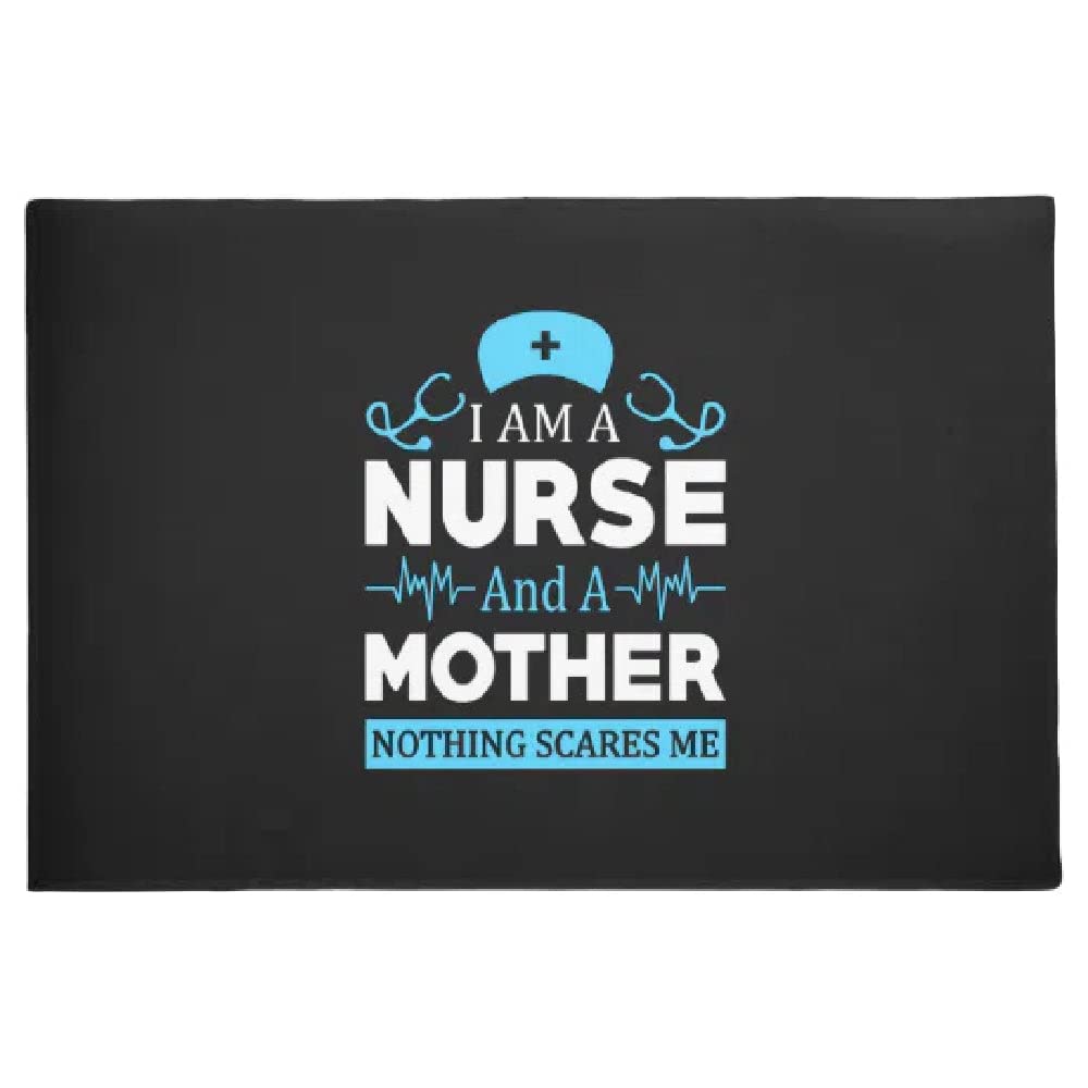 Funny Welcome Doormat - 'I Am A Nurse and A Mother' Indoor Entrance Mat, Non-Slip Home Decor Gift for Nurses, Housewarming & Mother's Day - Perfect for Front Door, Porch, or Office Entryway