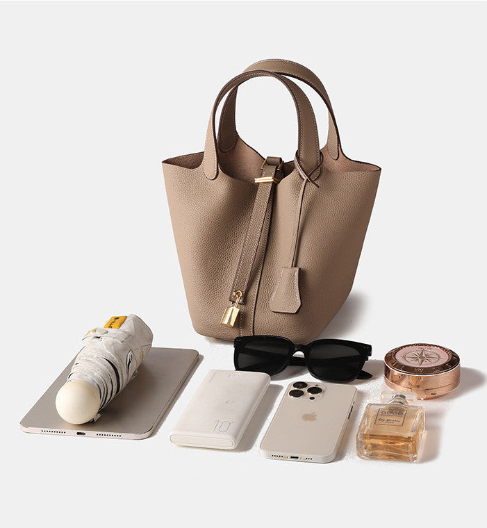 Stylish Genuine Leather Bucket Bag for Women - Trendy Crossbody Shoulder Handbag - Perfect for Work, Travel & Everyday Use
