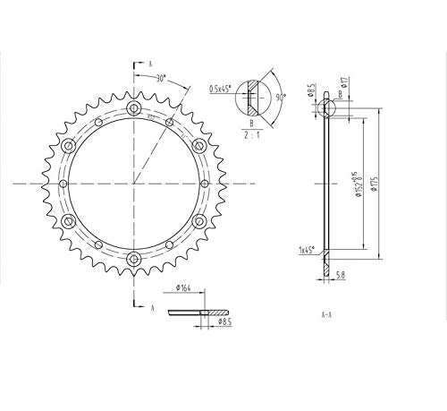 BikeMaster Rear Steel 41 Tooth Sprocket for Yamaha YZ400 1977-1979 - Durable Motorcycle Replacement Part for Off-Road & Trail Riding