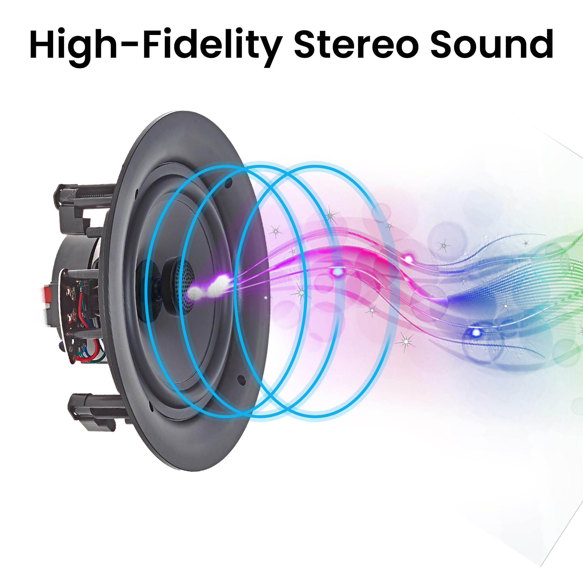 Vaiyer 8 Pack 5.25 Inch 8 Ohm 175 Watt Flush Mount In-Wall In-Ceiling 2-Way Mid Bass Woofer Speakers - High Performance Audio for Home Theater, Office Background Music, Kitchen Entertainment & Living Room Sound System