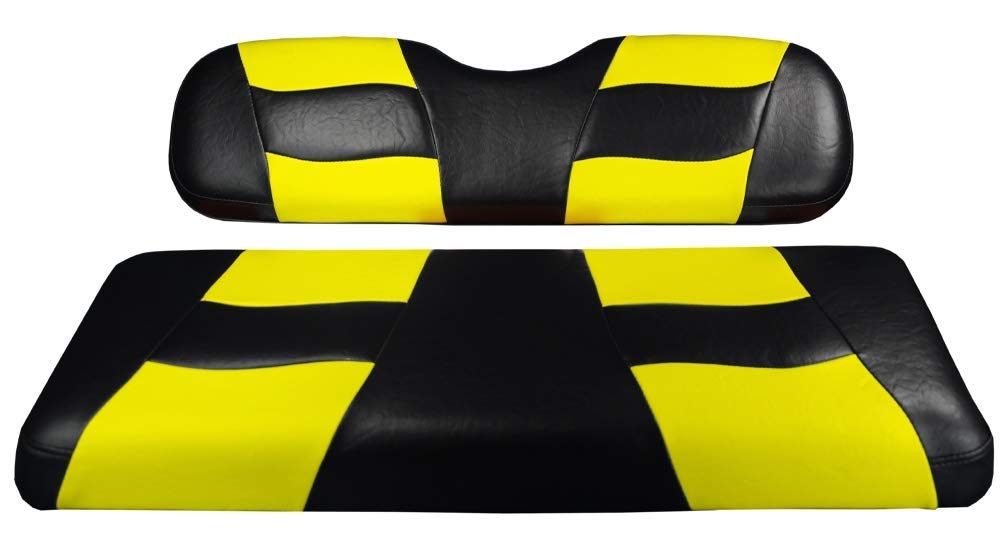 Premium Riptide Black & Yellow Two-Tone Golf Cart Seat Cover for Club Car Precedent - Waterproof & UV Resistant for Outdoor Protection and Style