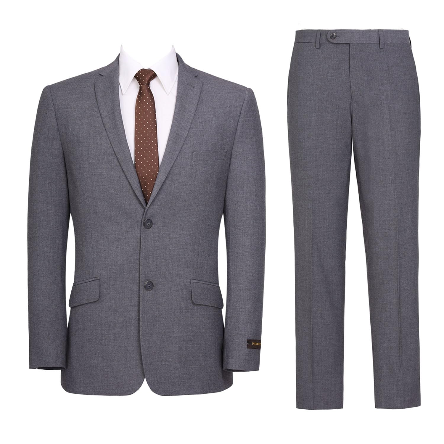 Men's Slim Fit 2-Piece Suit Set - Solid Color Two Button Blazer & Dress Pants | Formal Business Attire for Weddings, Office & Special Occasions