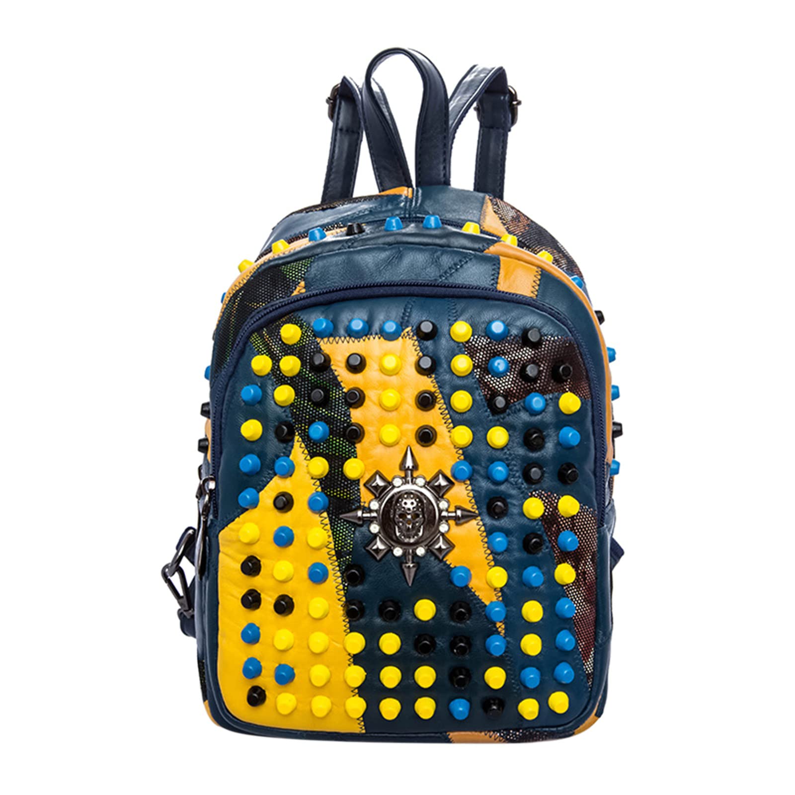 Stylish Girls PU Leather Backpack - Cute Rivet Studded Mini Shoulder Bag with Anti-Theft Zipper, Waterproof Rucksack Purse for Women & Teens (Green) - Perfect for School, Travel & Daily Use
