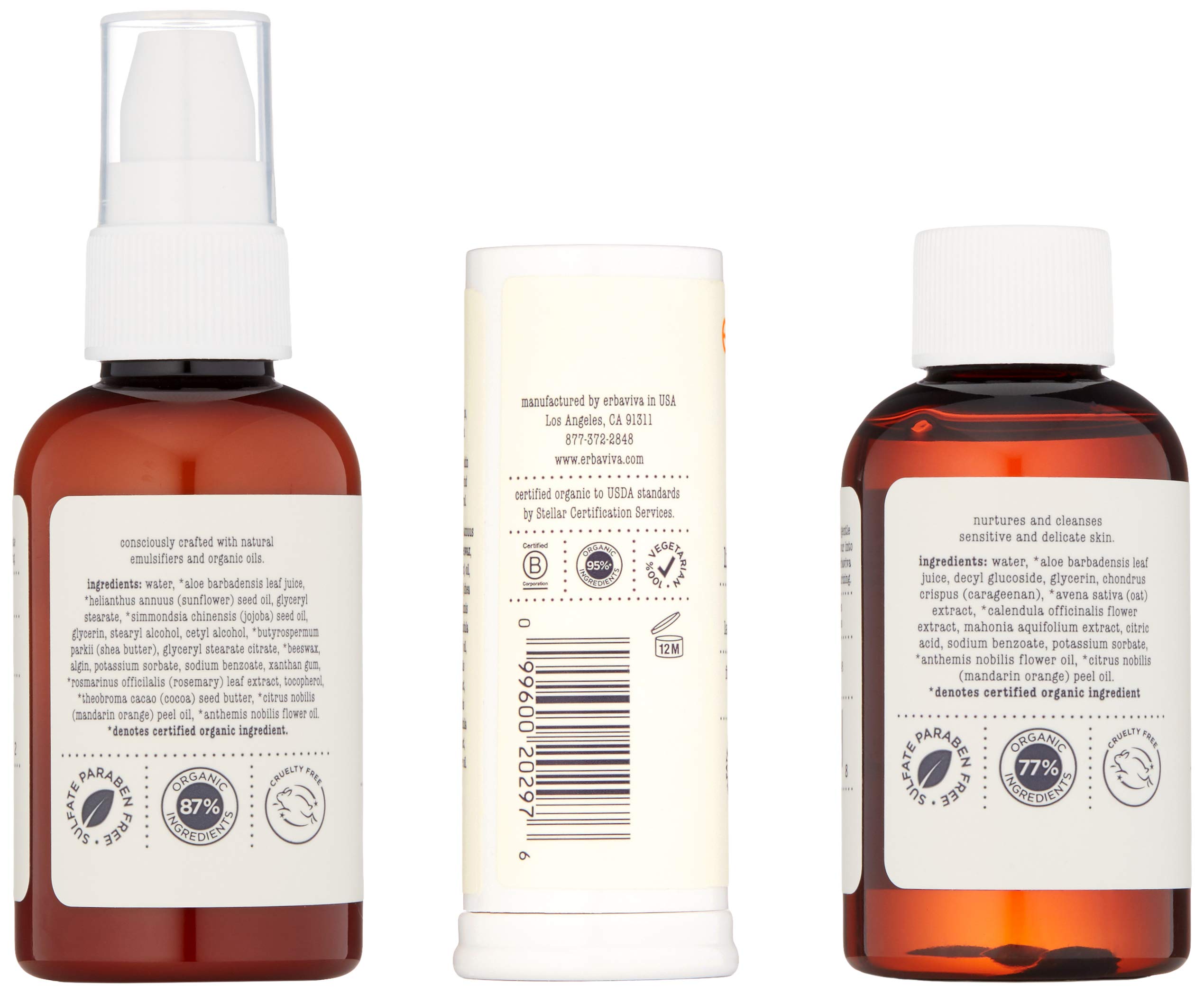 Erbaviva Organic Baby Travel Set - Natural Skincare Essentials for On-the-Go Parents | Perfect for Diaper Bags, Airplane Trips & Baby Showers