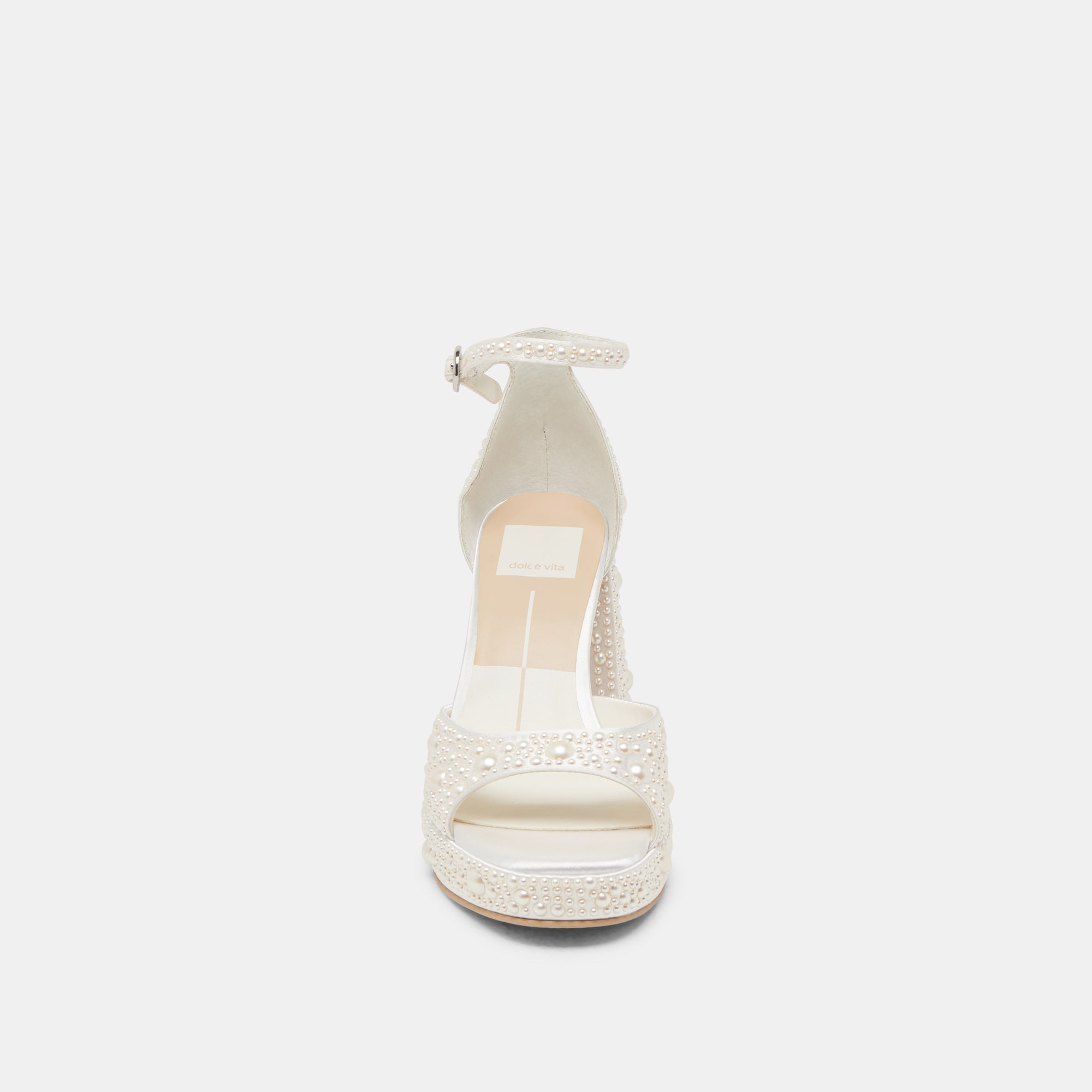 PANDRO PEARL Wide Heels - True White Satin High Heels for Women | Elegant Wedding Shoes, Prom Night & Special Occasion Footwear
