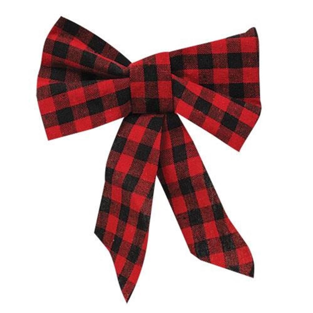 Red & Black Plaid Bow Ornament - Christmas Tree Decoration, Holiday Home Decor, Gift for Xmas Party & Festive Season