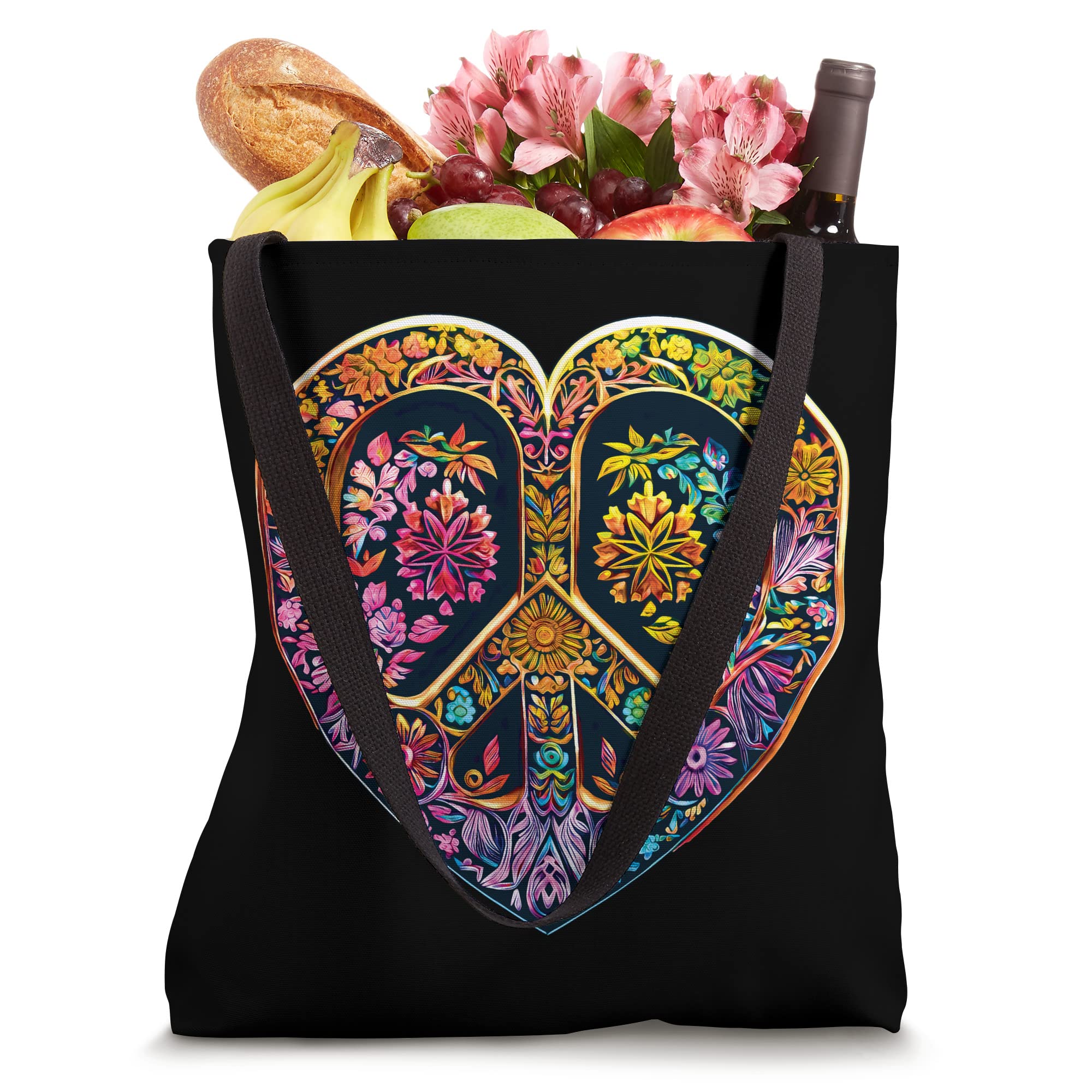 Peace and Love Tote Bag - Eco-Friendly Cotton Canvas Reusable Shopping Bag for Women & Men - Perfect for Groceries, Beach, Work & Travel