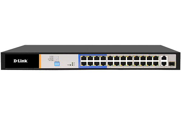D-Link DES-1026P 26-Port Gigabit PoE Switch with 24 PoE+ Ports & 2 SFP Uplinks - Ideal for Office Networks, IP Camera Systems, and VoIP Phone Setups
